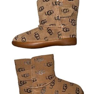 UGG Kids Logo Print Brown Boots